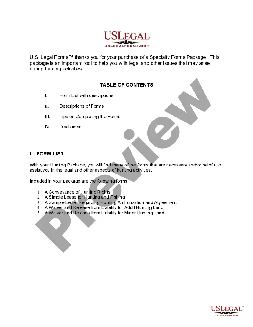 Preview North Dakota Hunting Forms Package