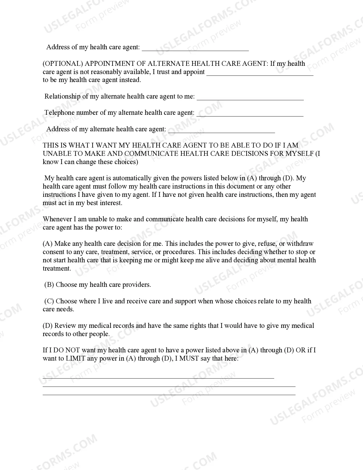 Preview Statutory Health Care Directive