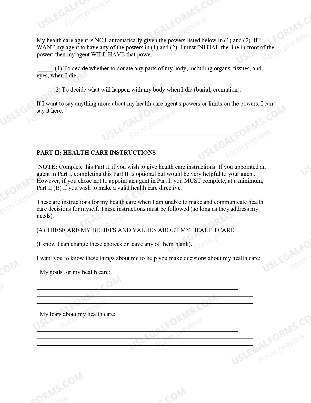 Preview Statutory Health Care Directive