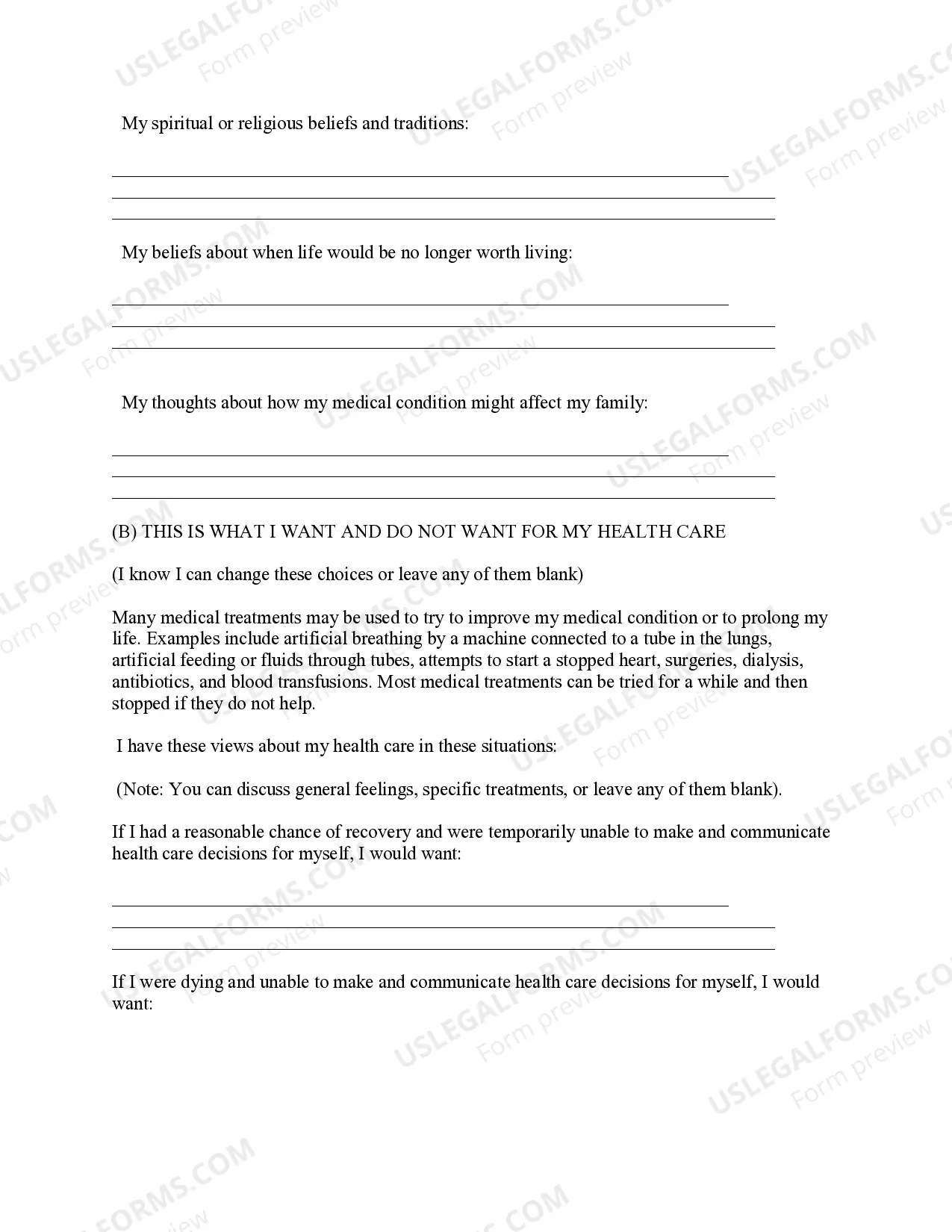 Preview Statutory Health Care Directive