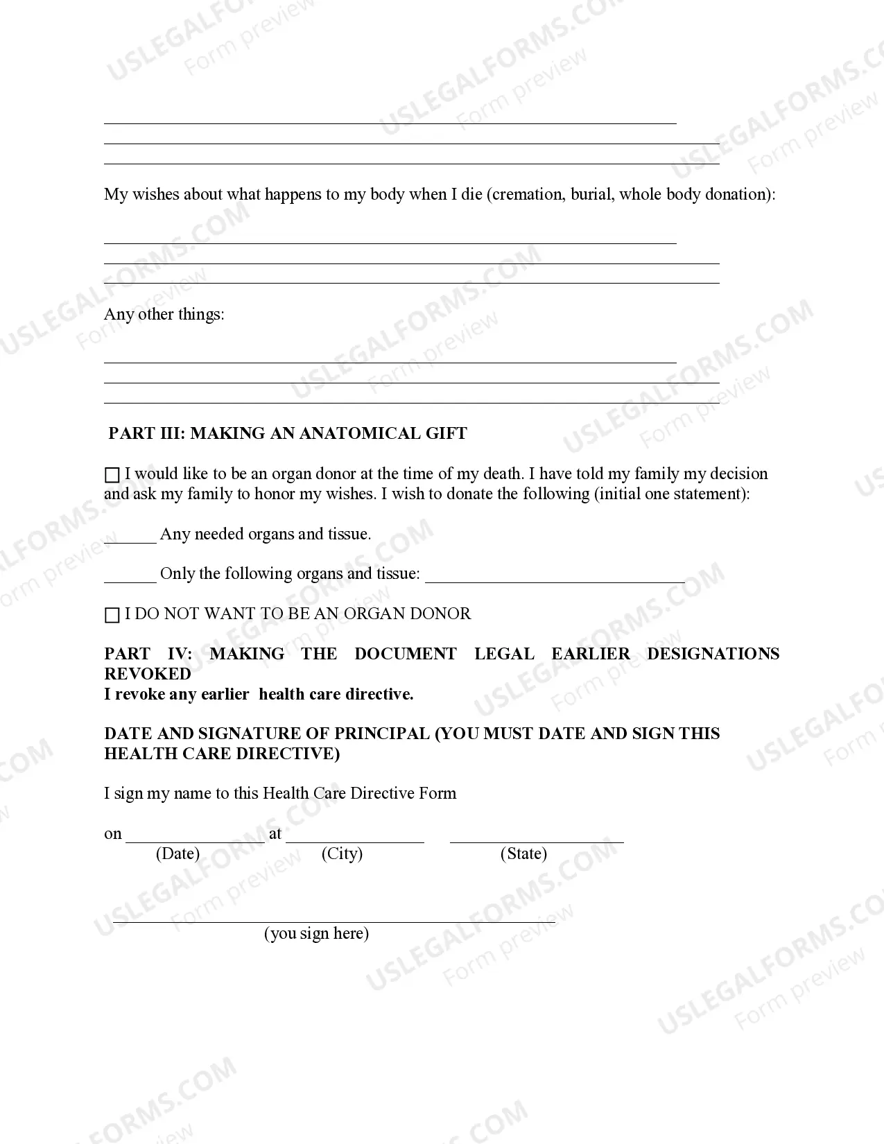 Preview Statutory Health Care Directive