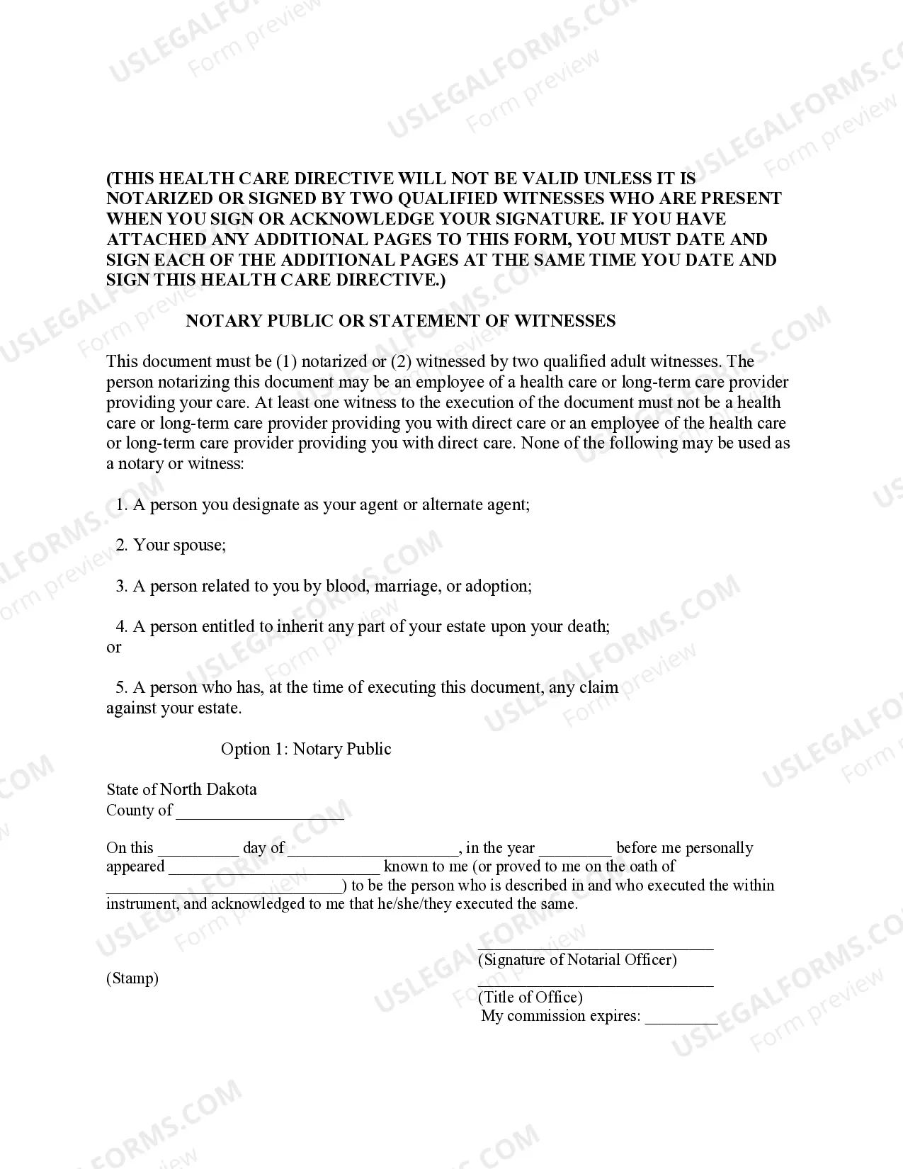 Preview Statutory Health Care Directive