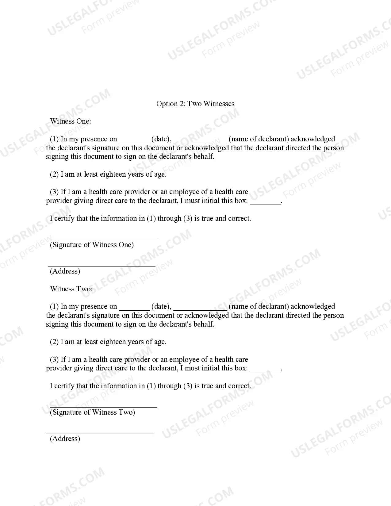 Preview Statutory Health Care Directive