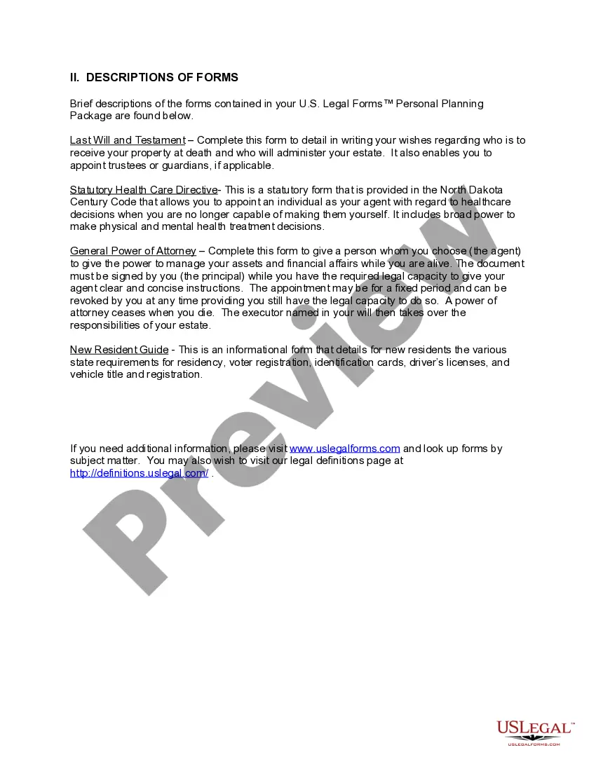 Preview North Dakota New State Resident Package