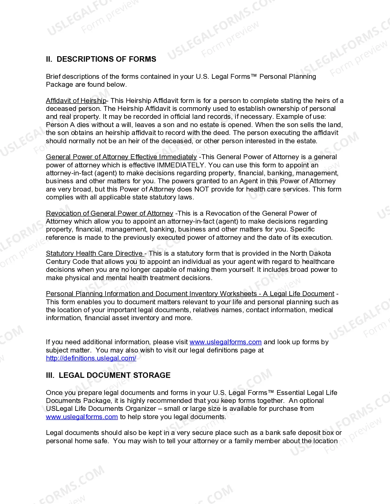 Preview North Dakota Newly Widowed Individuals Package