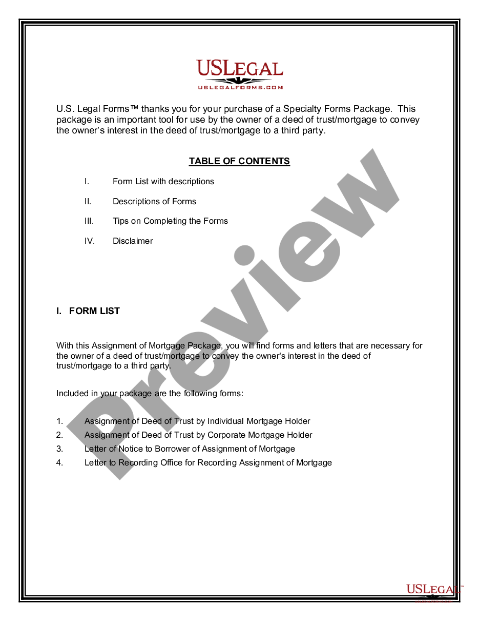 page 1 Assignment of Mortgage Package preview