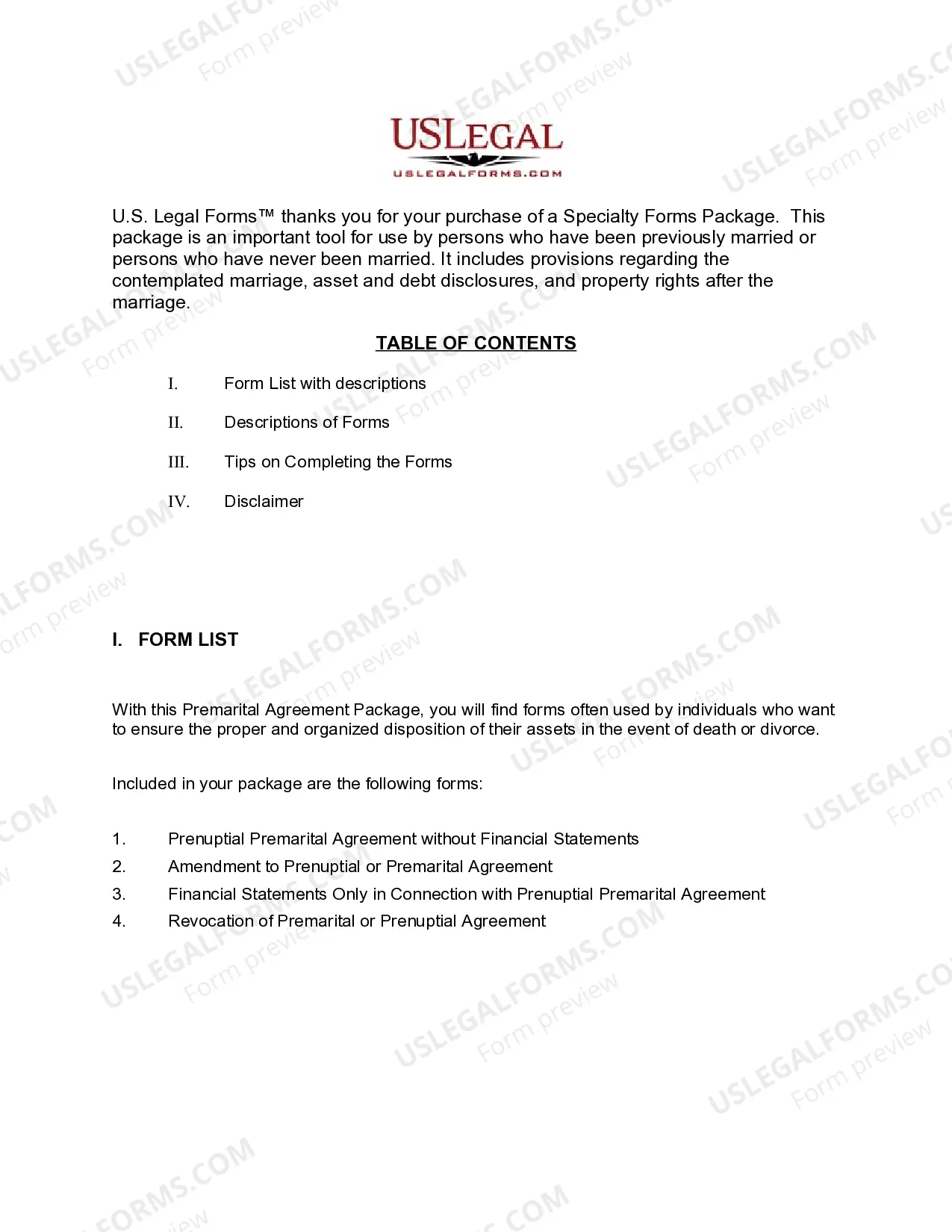 Preview North Dakota Premarital Agreements Package