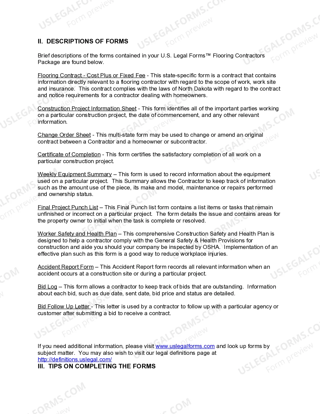 Preview North Dakota Flooring Contractor Package