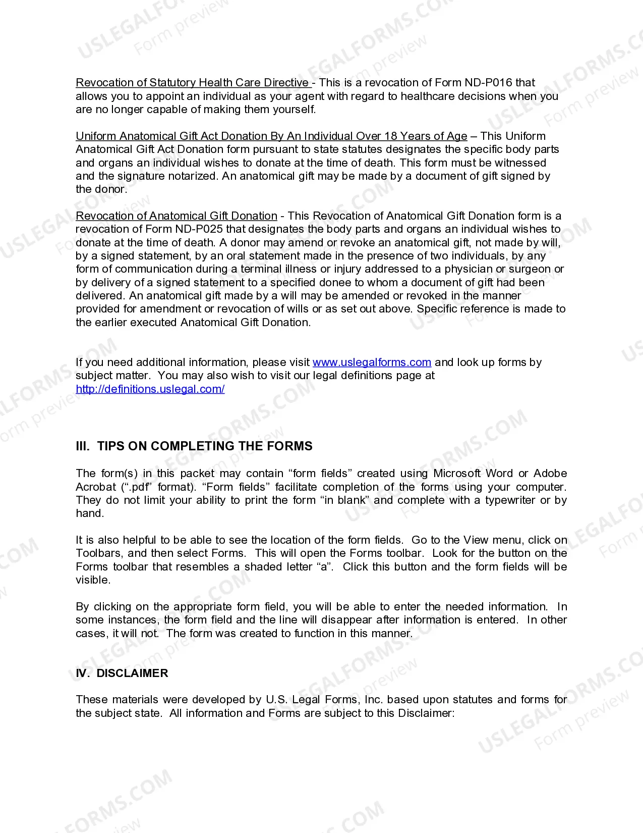 Preview North Dakota Living Wills and Health Care Package