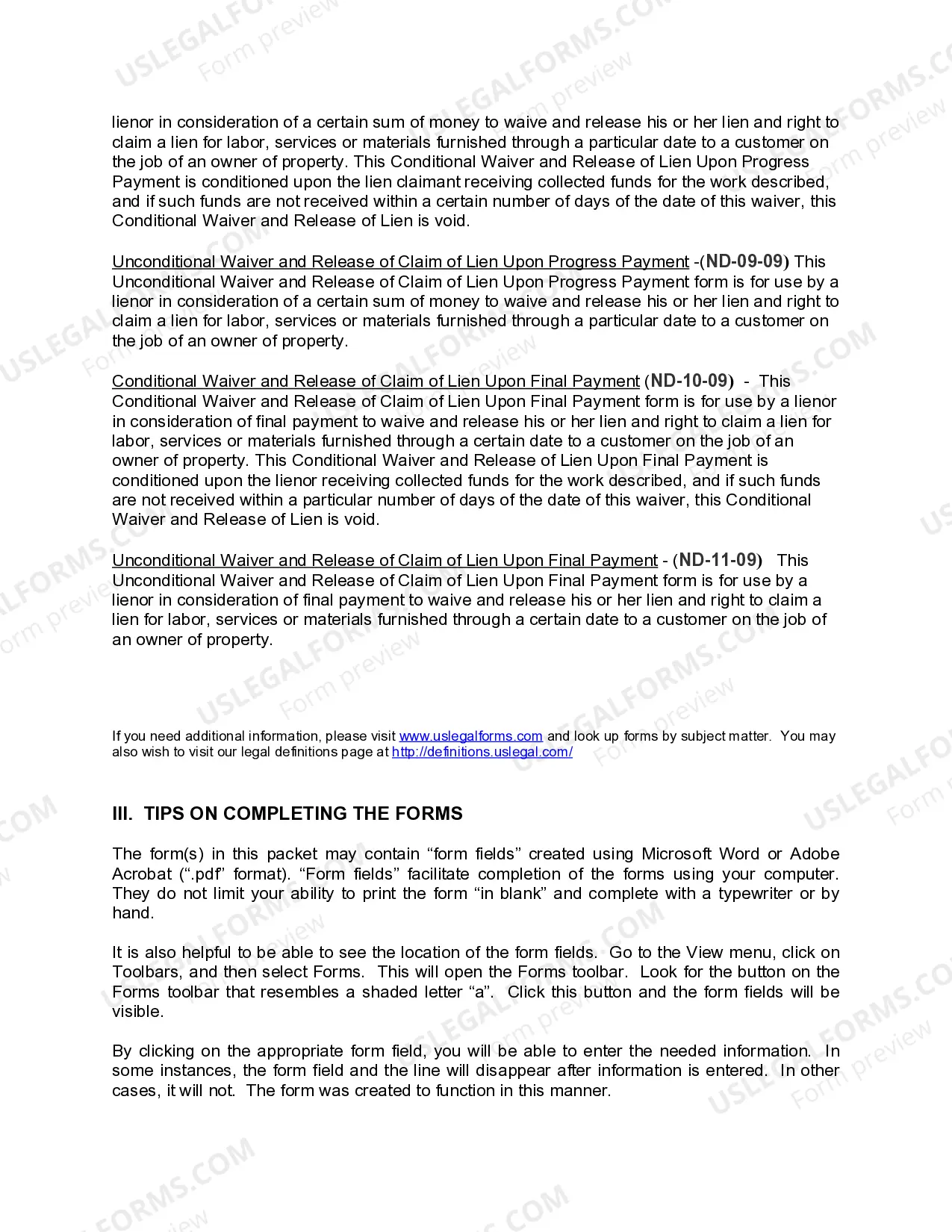 Preview North Dakota Construction or Mechanics Lien Package - Corporation or LLC