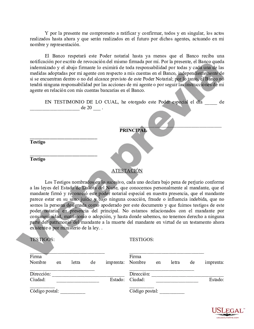Preview Poder especial duradero para asuntos de cuentas bancarias