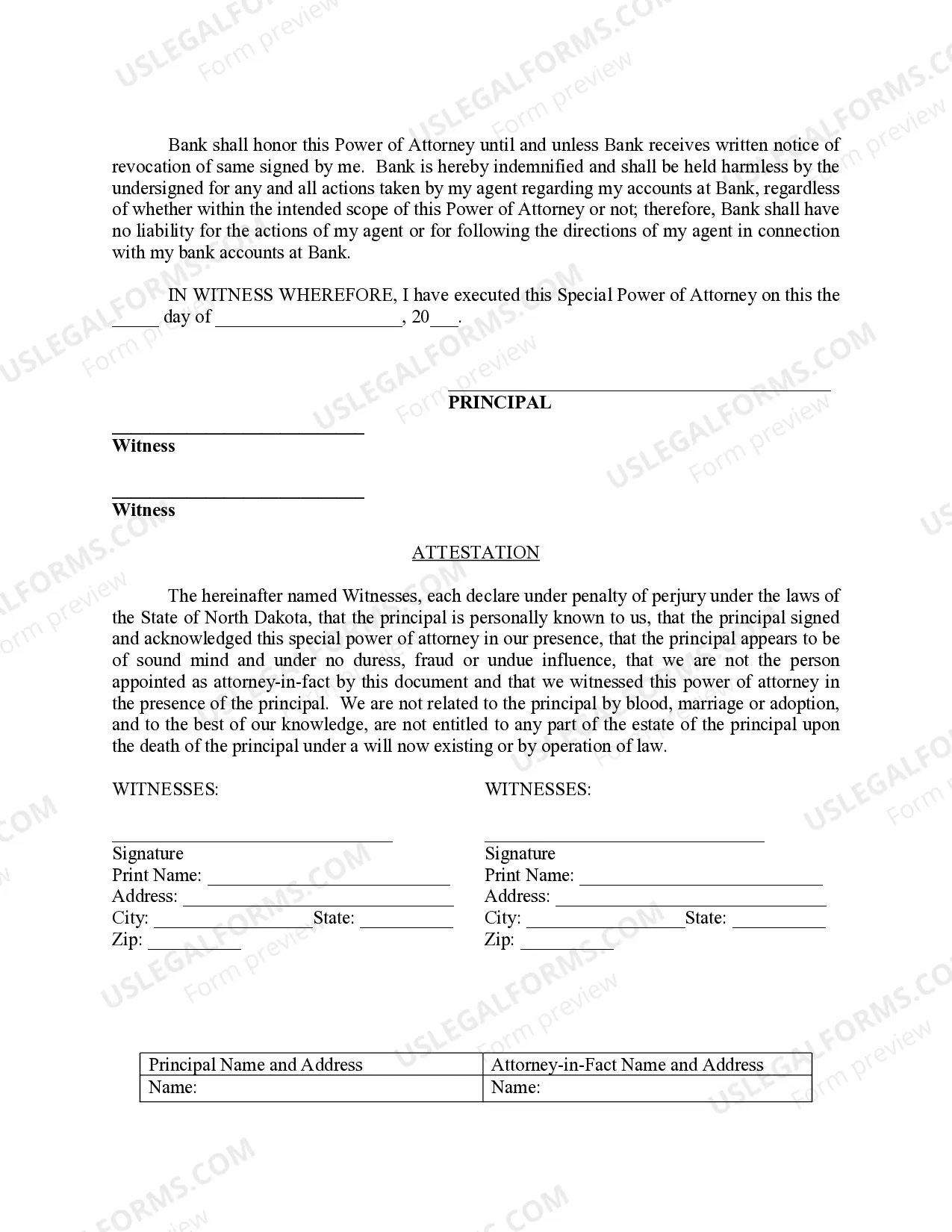 Preview Special Durable Power of Attorney for Bank Account Matters