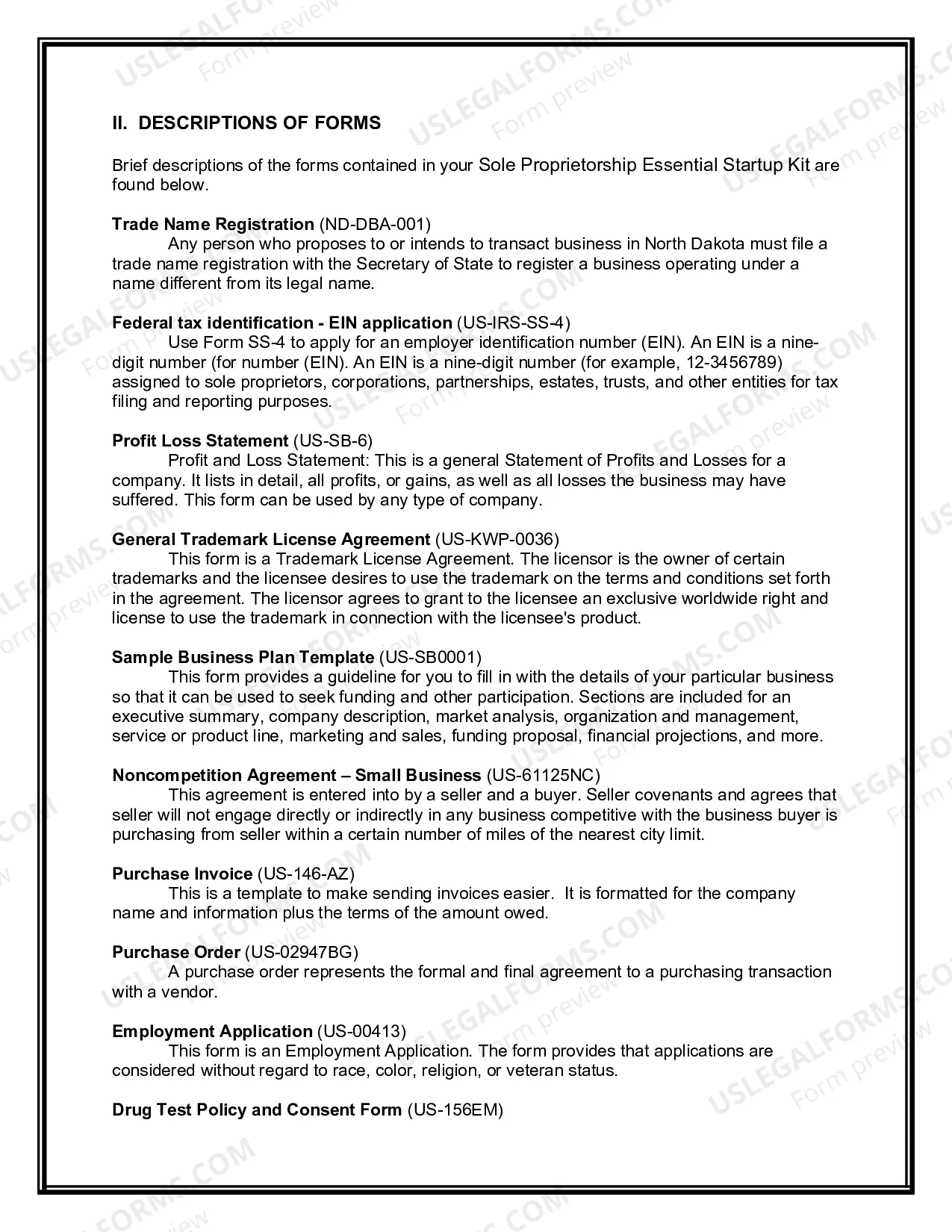 Preview North Dakota Sole Proprietorship Essential Startup Kit