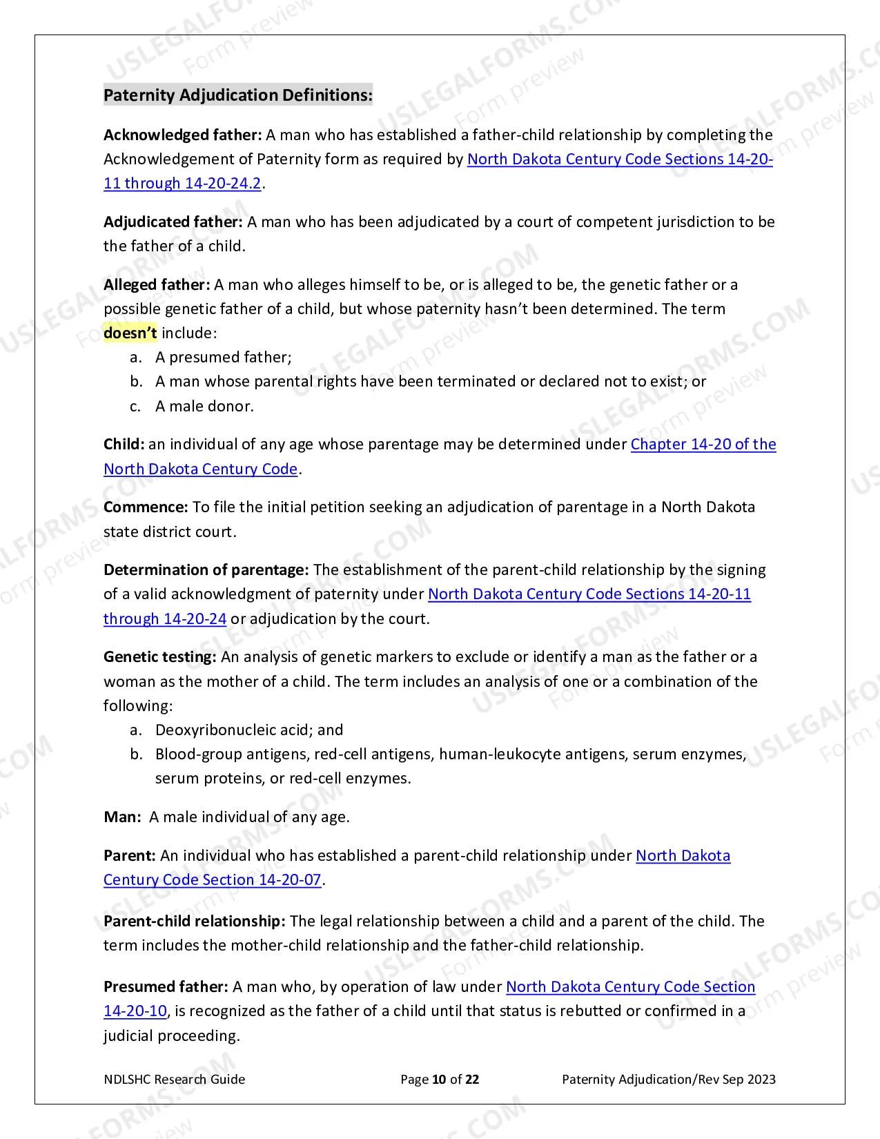 Preview Paternity Adjudication Research Guide
