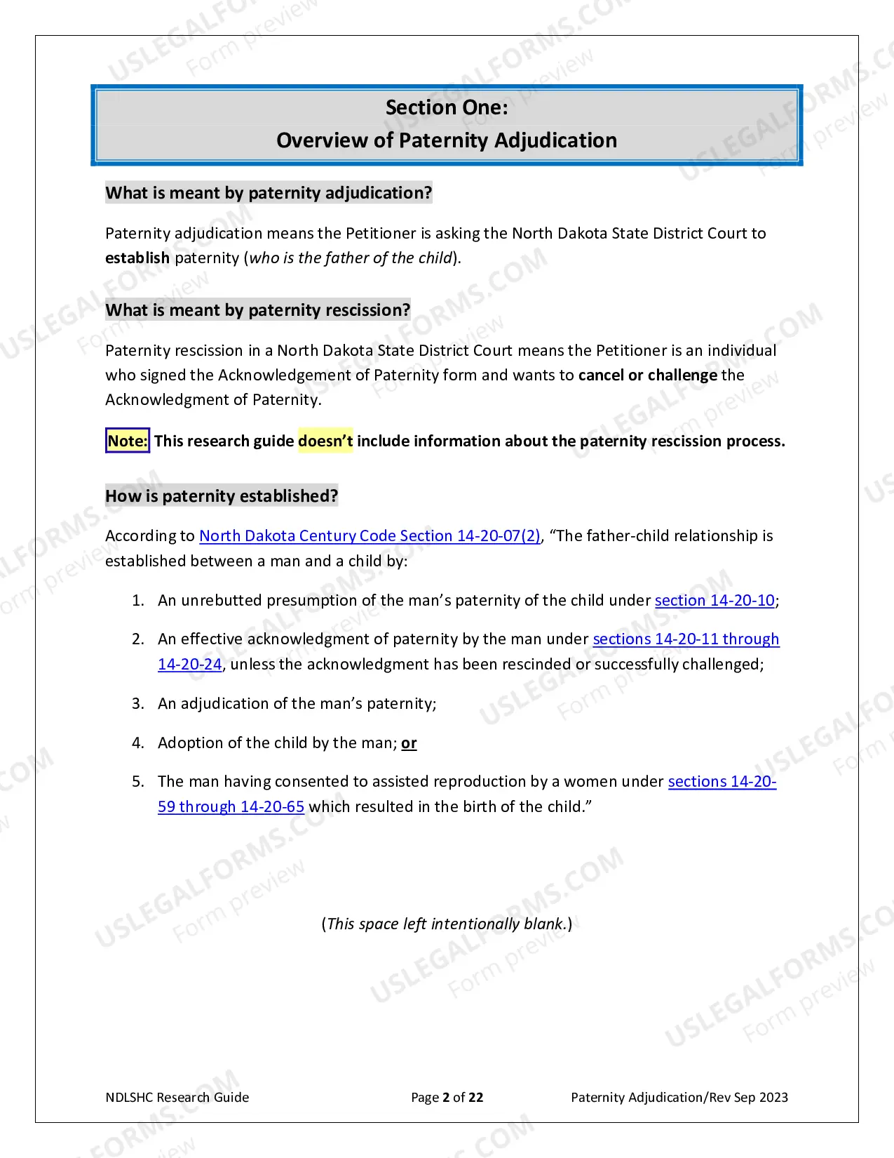 Preview Paternity Adjudication Research Guide