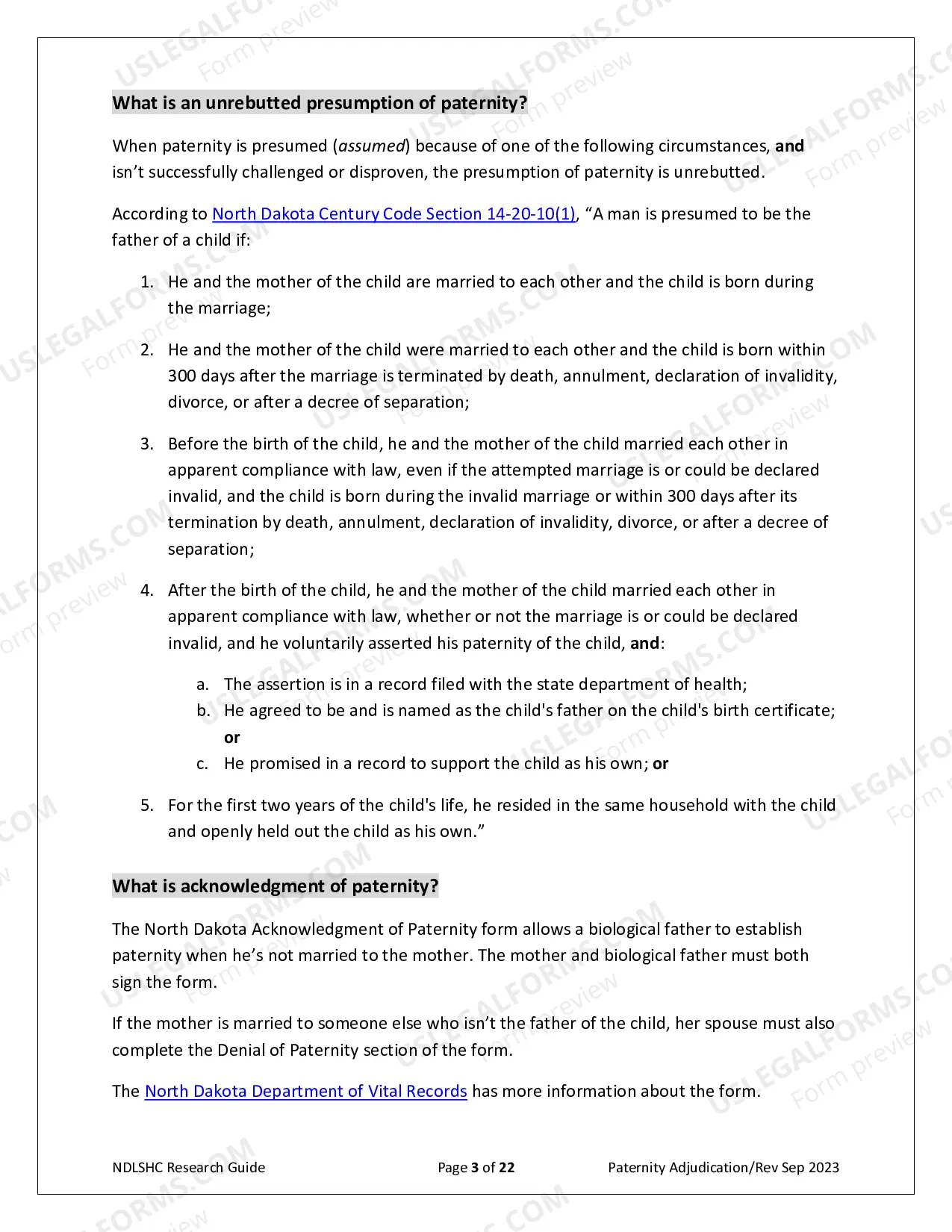 Preview Paternity Adjudication Research Guide