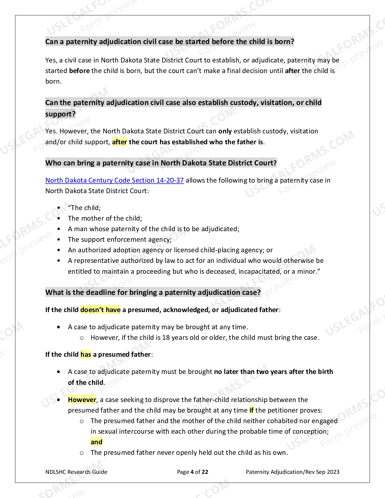 Preview Paternity Adjudication Research Guide