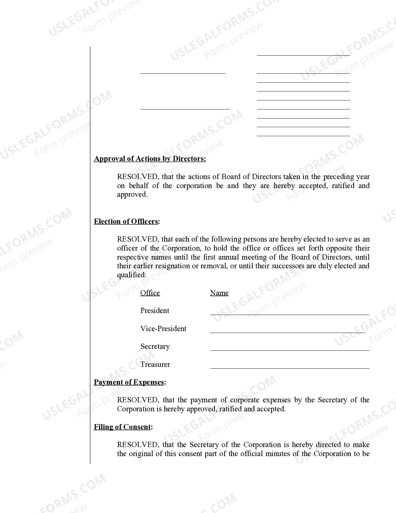 Preview Sample Annual Minutes for a North Dakota Professional Corporation