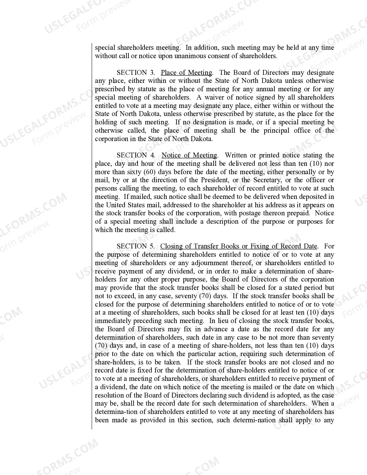 Preview Sample Bylaws for a North Dakota Professional Corporation