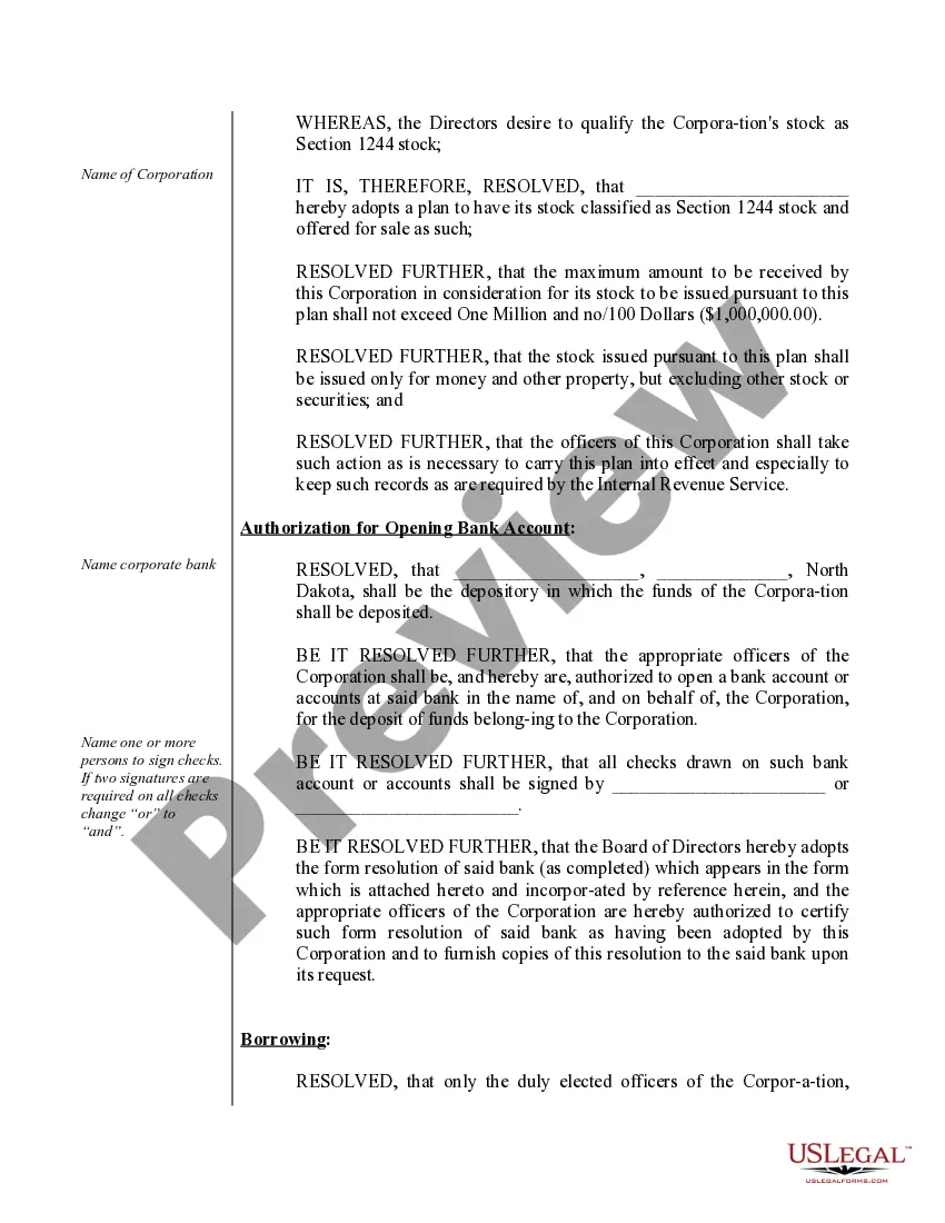 Preview Sample Organizational Minutes for a North Dakota Professional Corporation