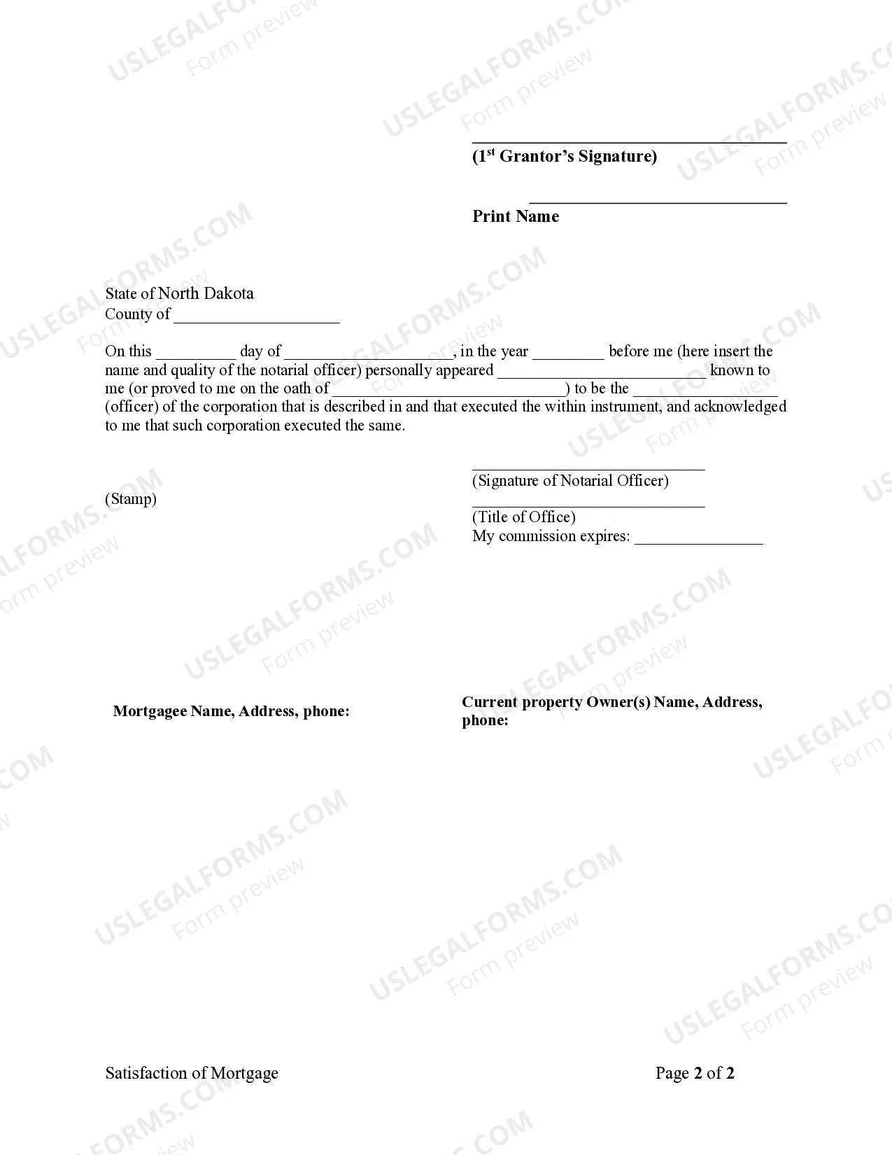 Preview Satisfaction, Release or Cancellation of Mortgage by Individual