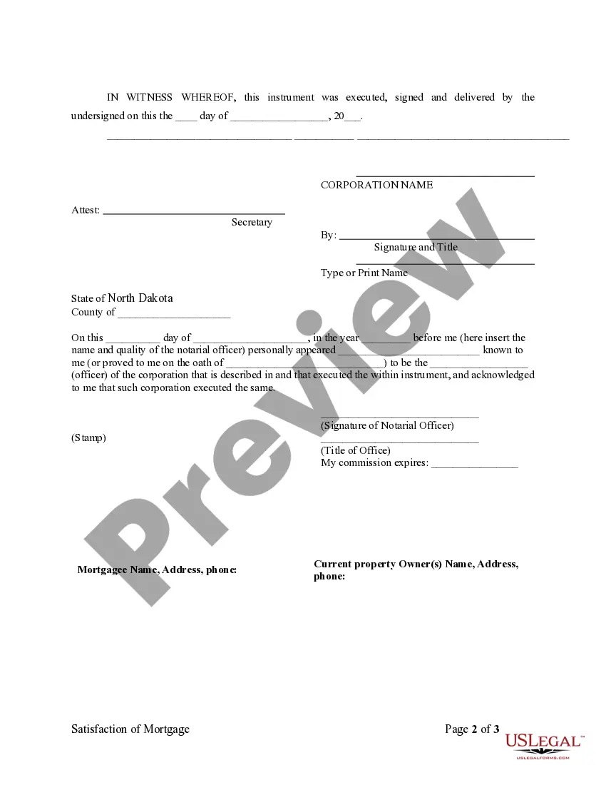 Get Satisfaction, Release or Cancellation of Mortgage by Corporation Preview Satisfaction, Release or Cancellation of Mortgage by Corporation