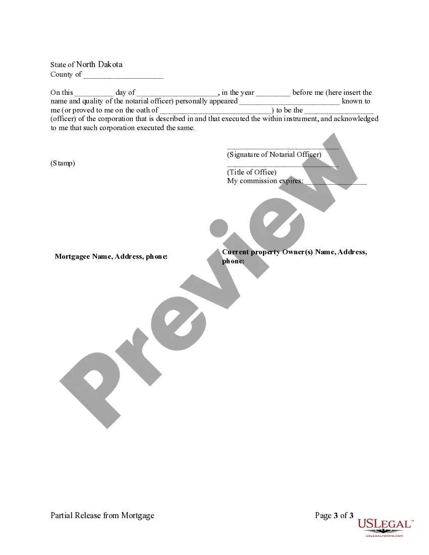 Get Partial Release of Property From Mortgage for Corporation Preview Partial Release of Property From Mortgage for Corporation