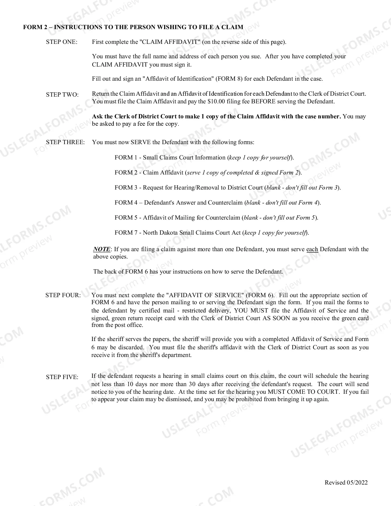 Preview Small Claims Court Claim Affidavit