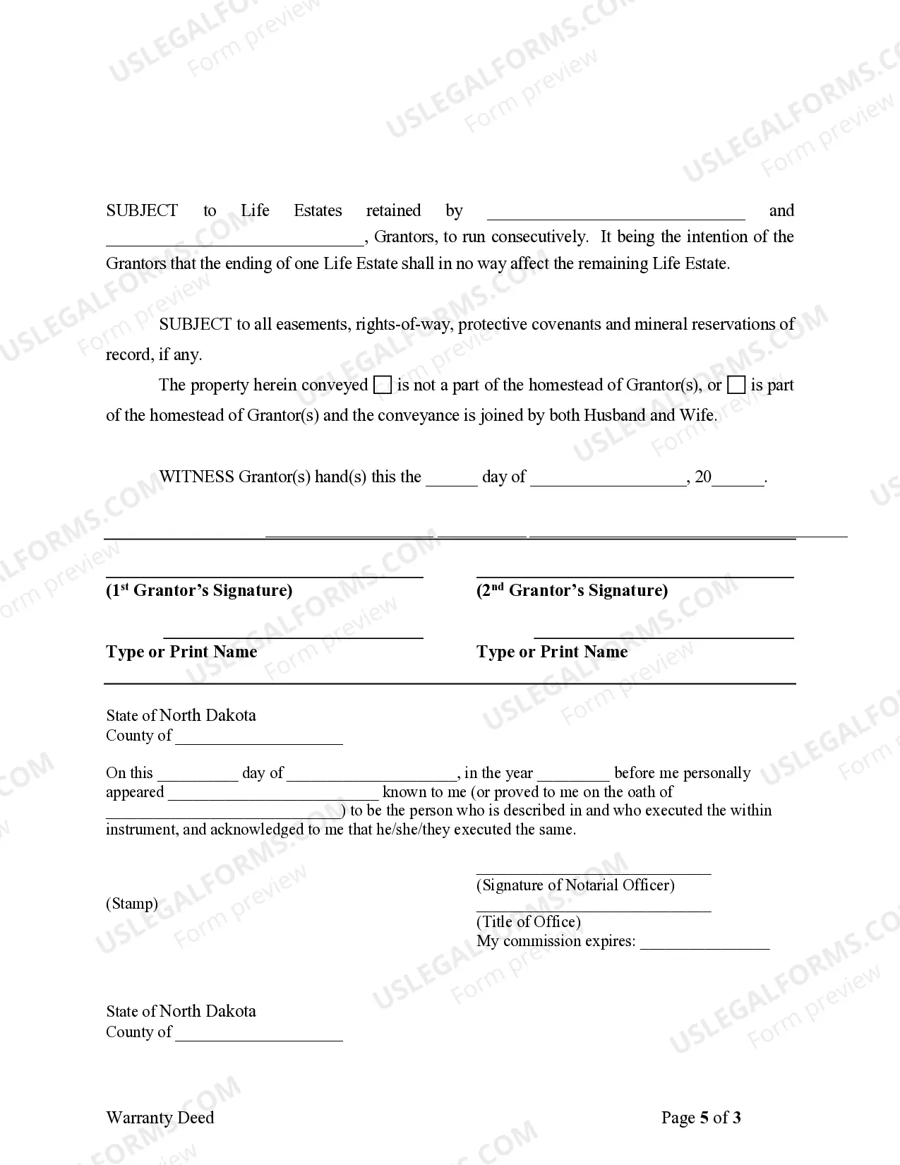 Preview Warranty Deed for Parents to Child with Reservation of Life Estate