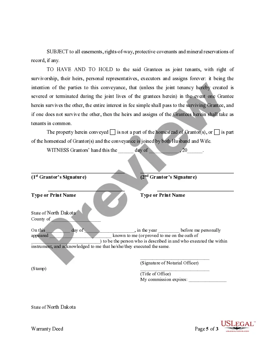 Get Warranty Deed for Separate or Joint Property to Joint Tenancy Preview Warranty Deed for Separate or Joint Property to Joint Tenancy
