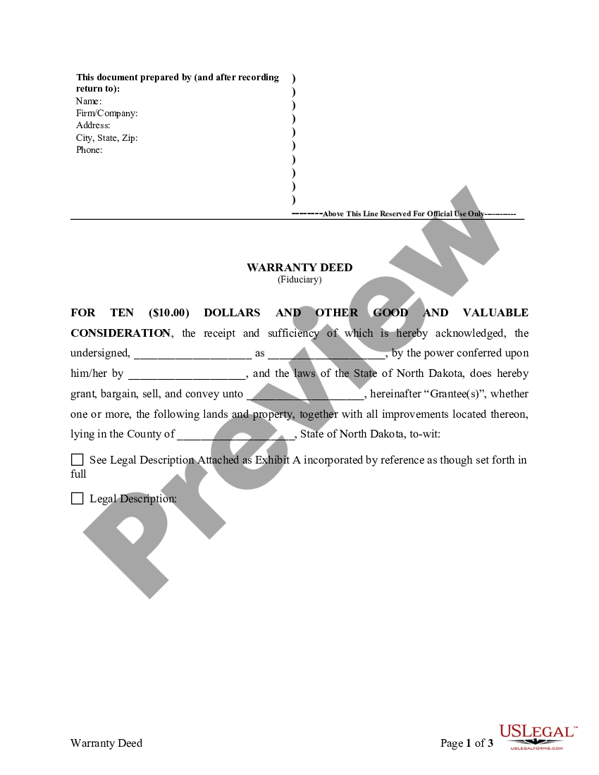 page 3 Fiduciary Deed for use by Executors, Trustees, Trustors, Administrators and other Fiduciaries preview