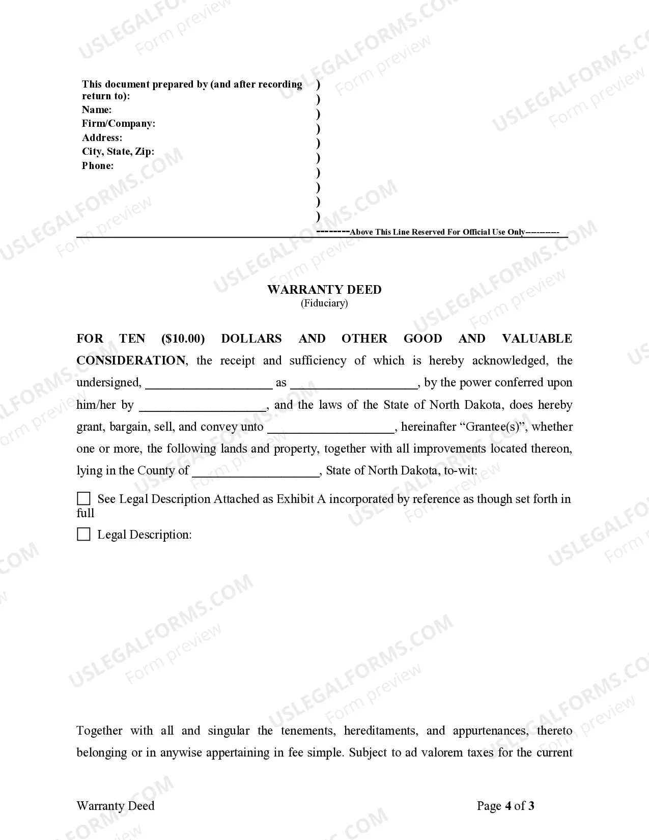 Preview Fiduciary Deed for use by Executors, Trustees, Trustors, Administrators and other Fiduciaries