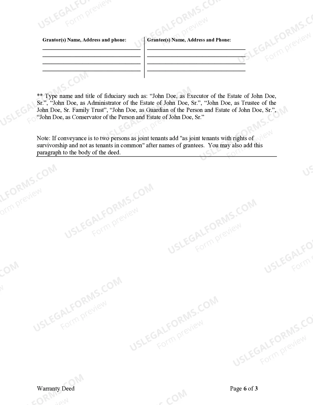 Preview Fiduciary Deed for use by Executors, Trustees, Trustors, Administrators and other Fiduciaries