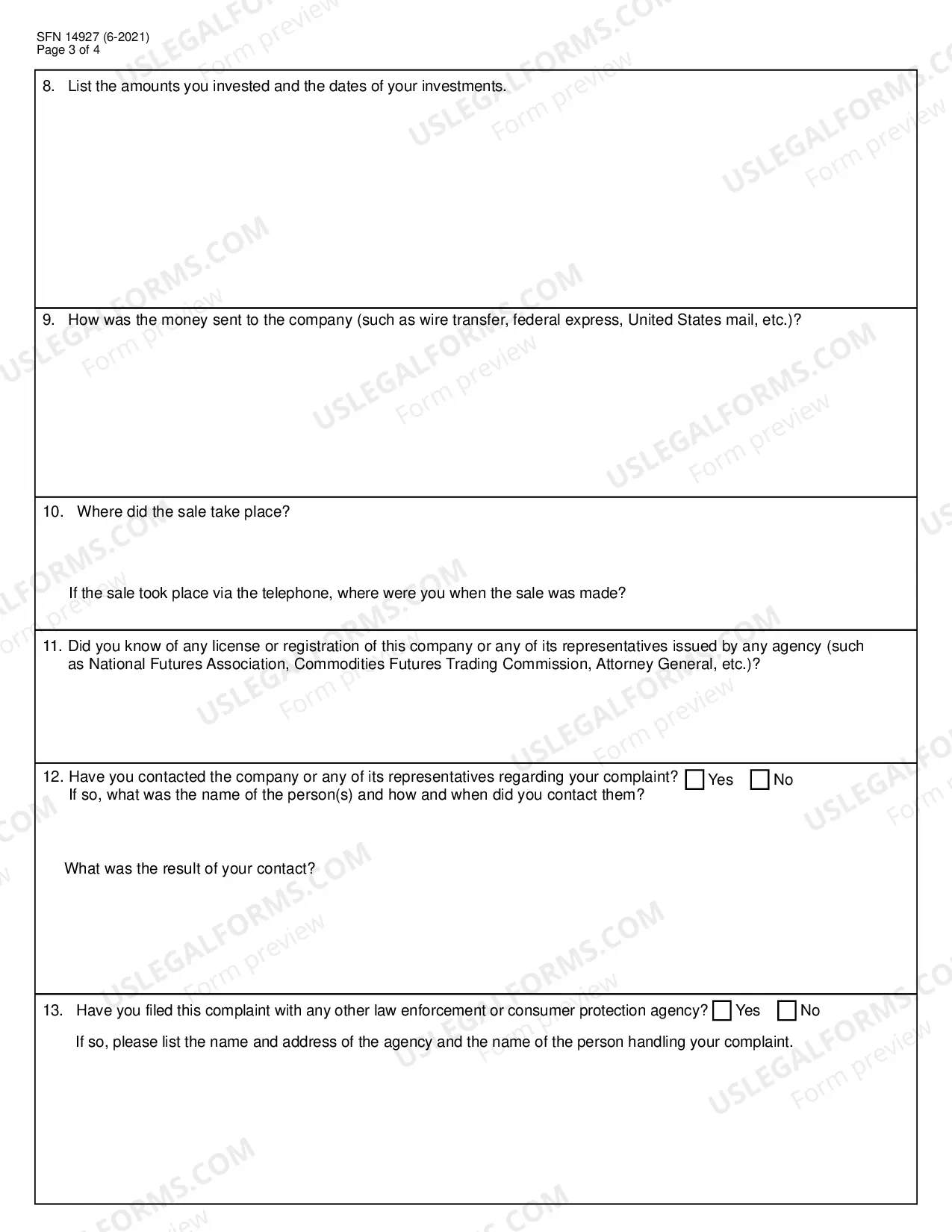 Preview Complaint Form
