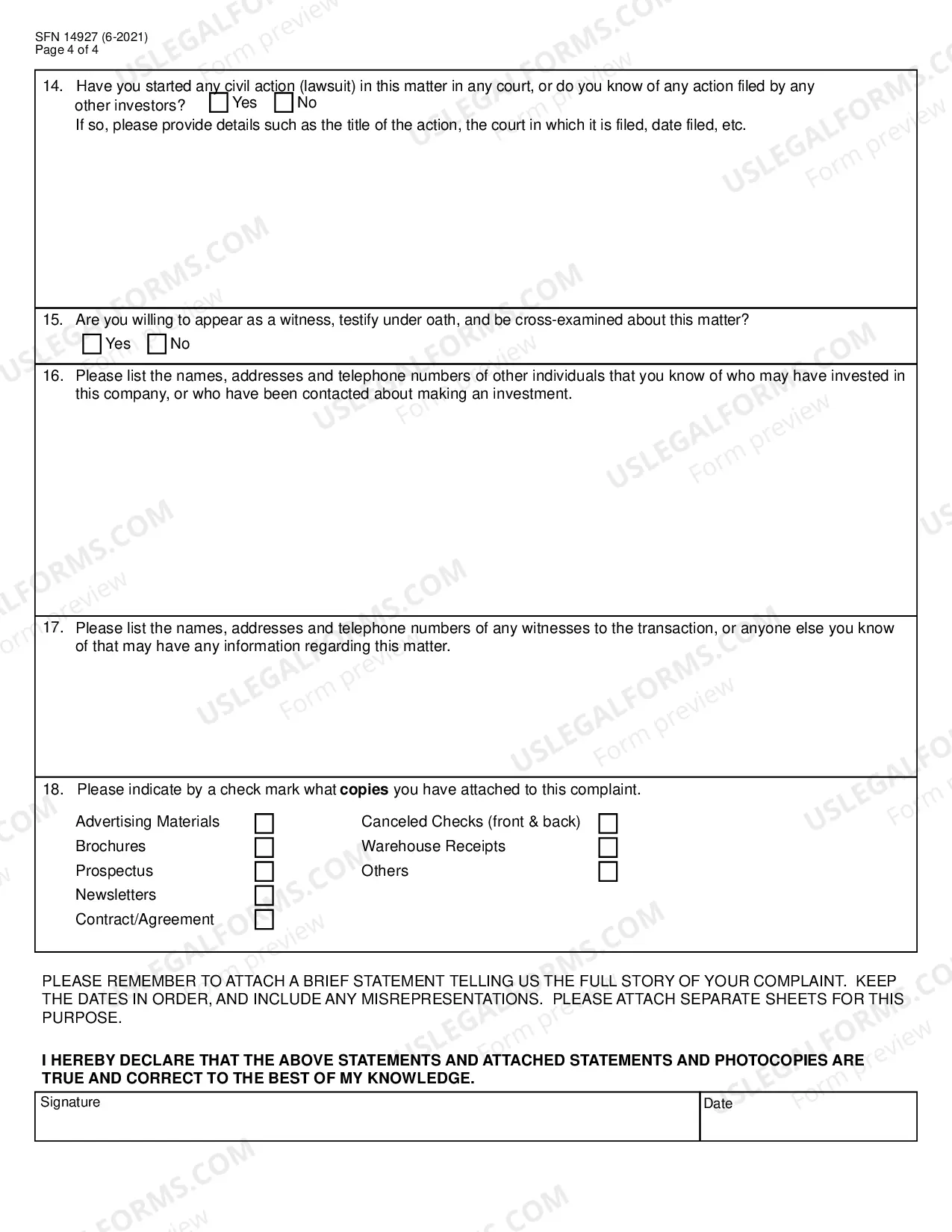 Preview Complaint Form