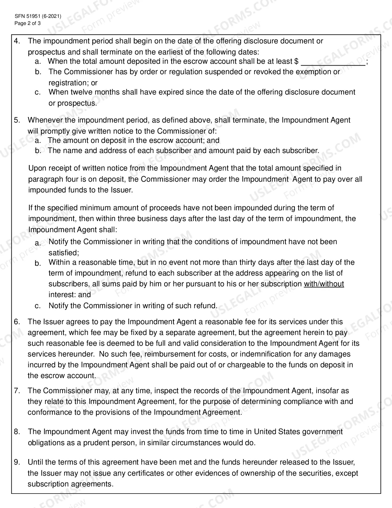 Preview Impoundment Agreement