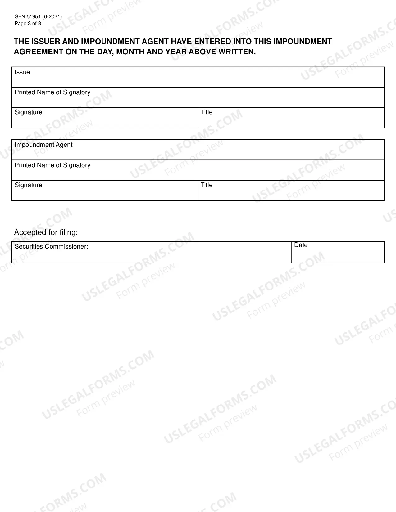 Preview Impoundment Agreement