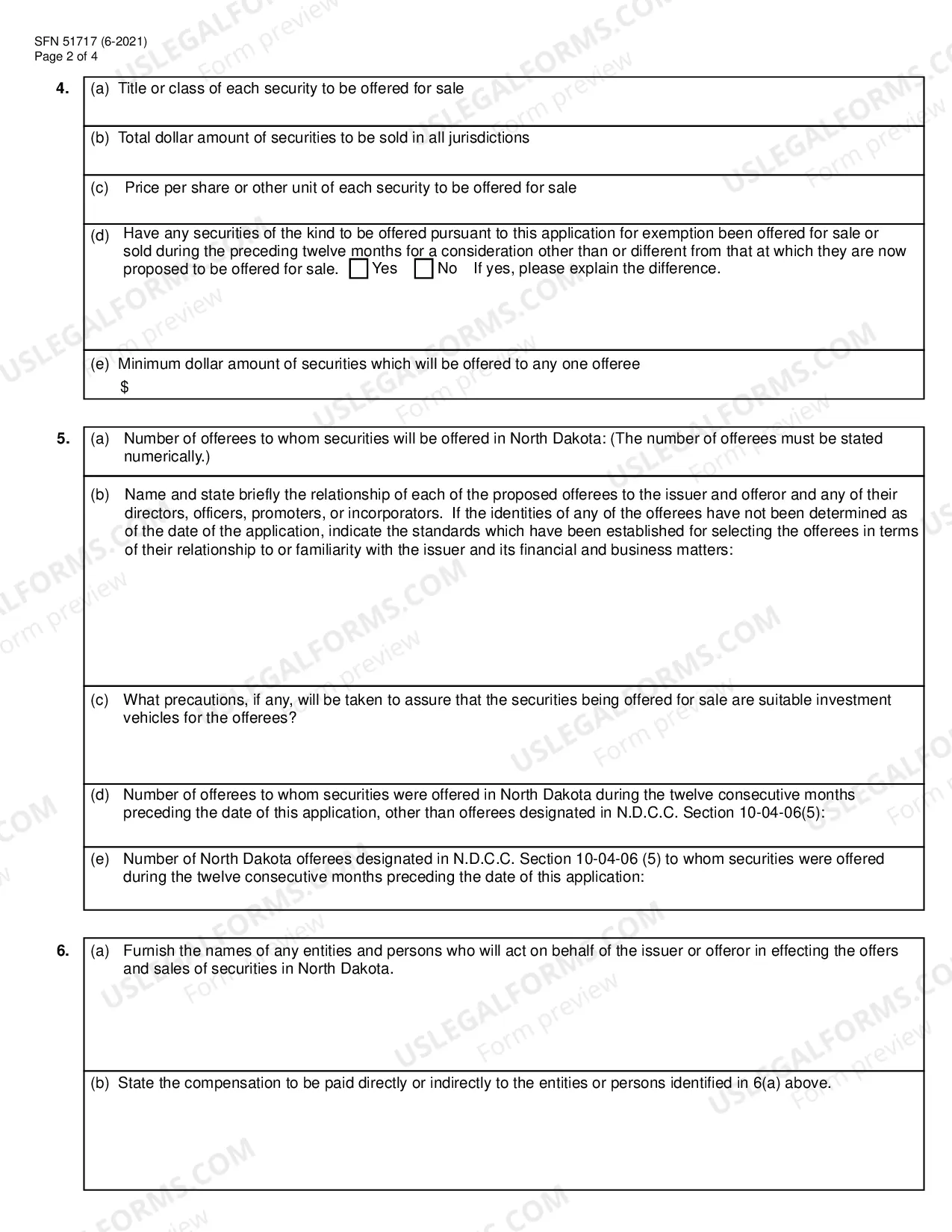 Preview Limited Offeree Exemption Application