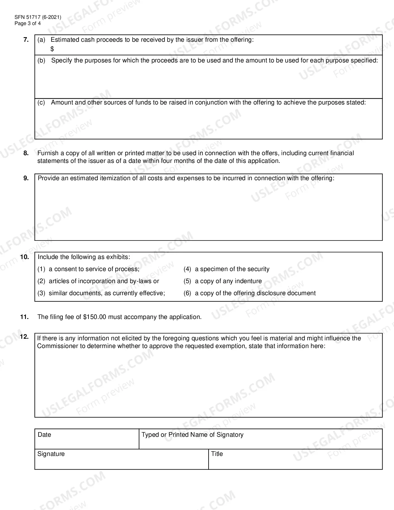 Preview Limited Offeree Exemption Application