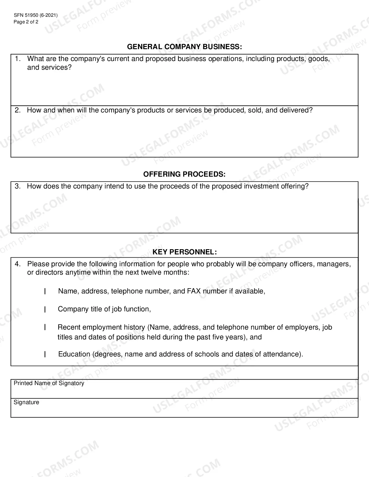 Preview Solicitation of Interest Form (Test The Waters)