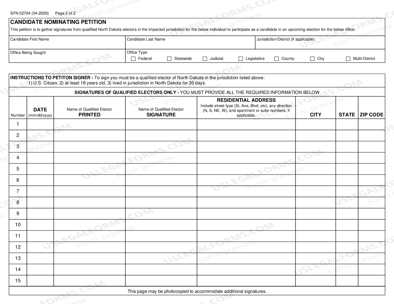Preview PETITION/CERTIFICATE of NOMINATION