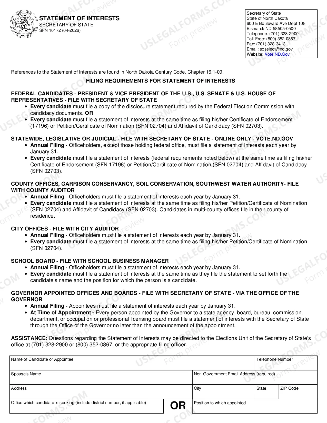 Preview STATEMENT of INTERESTS