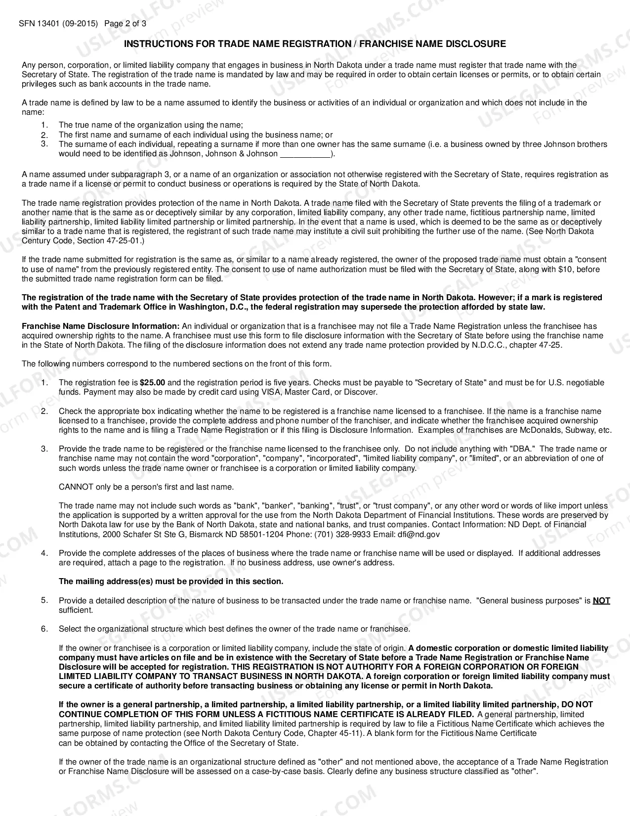 Preview TRADE NAME REGISTRATION/FRANCHISE NAME DISCLOSURE