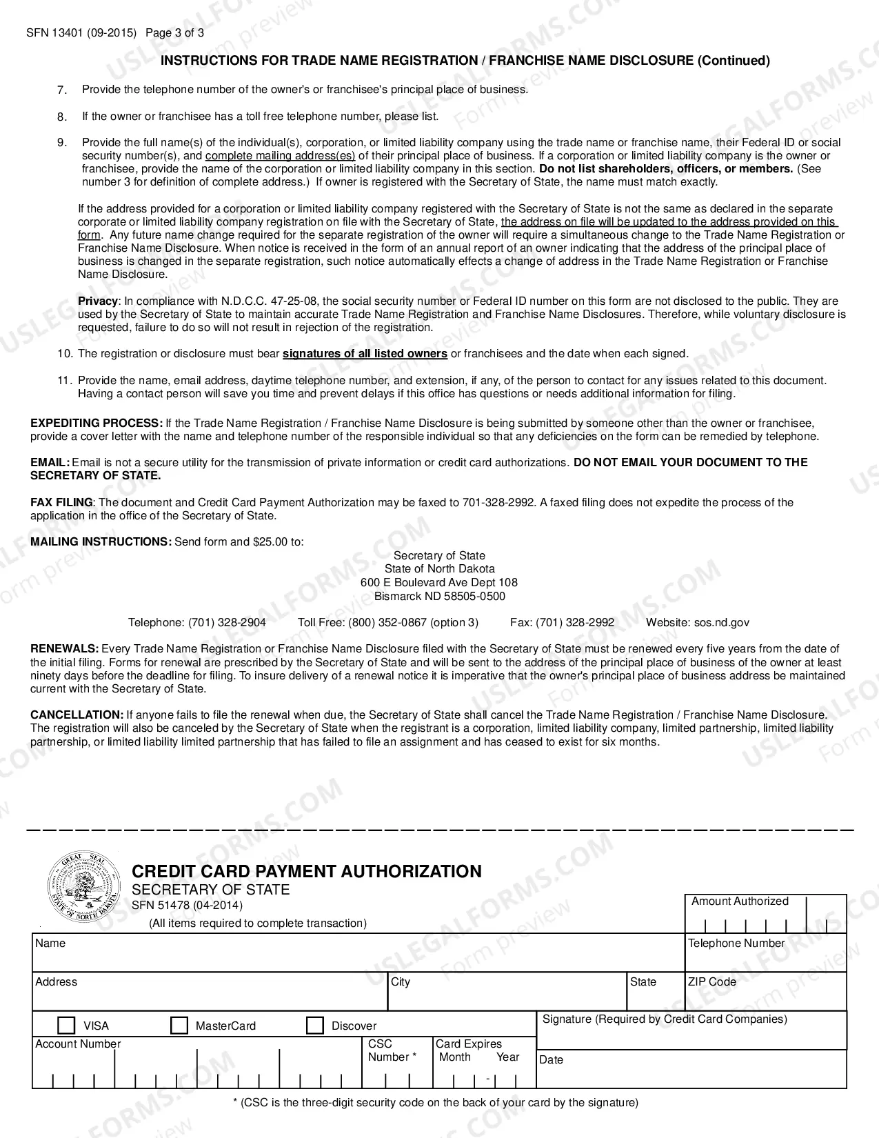 Preview TRADE NAME REGISTRATION/FRANCHISE NAME DISCLOSURE