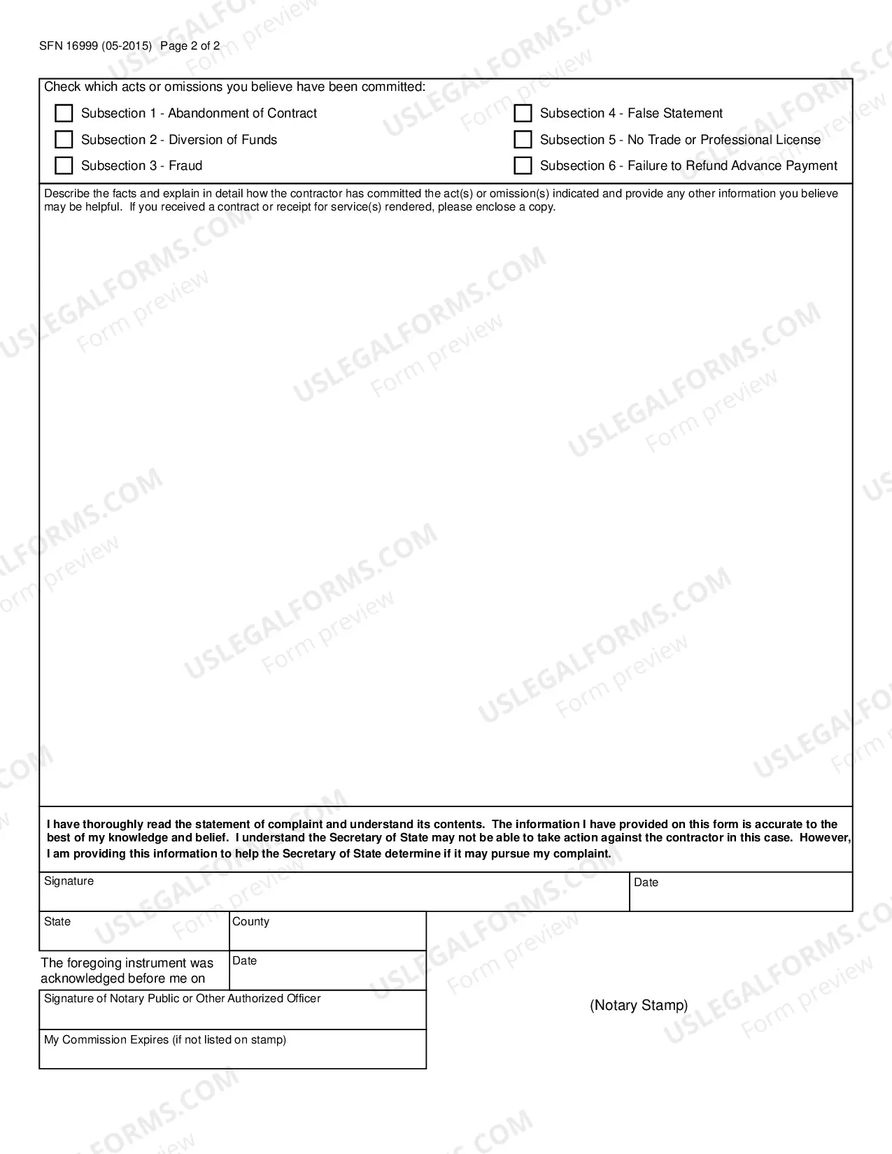 Preview COMPLAINT AGAINST CONTRACTOR