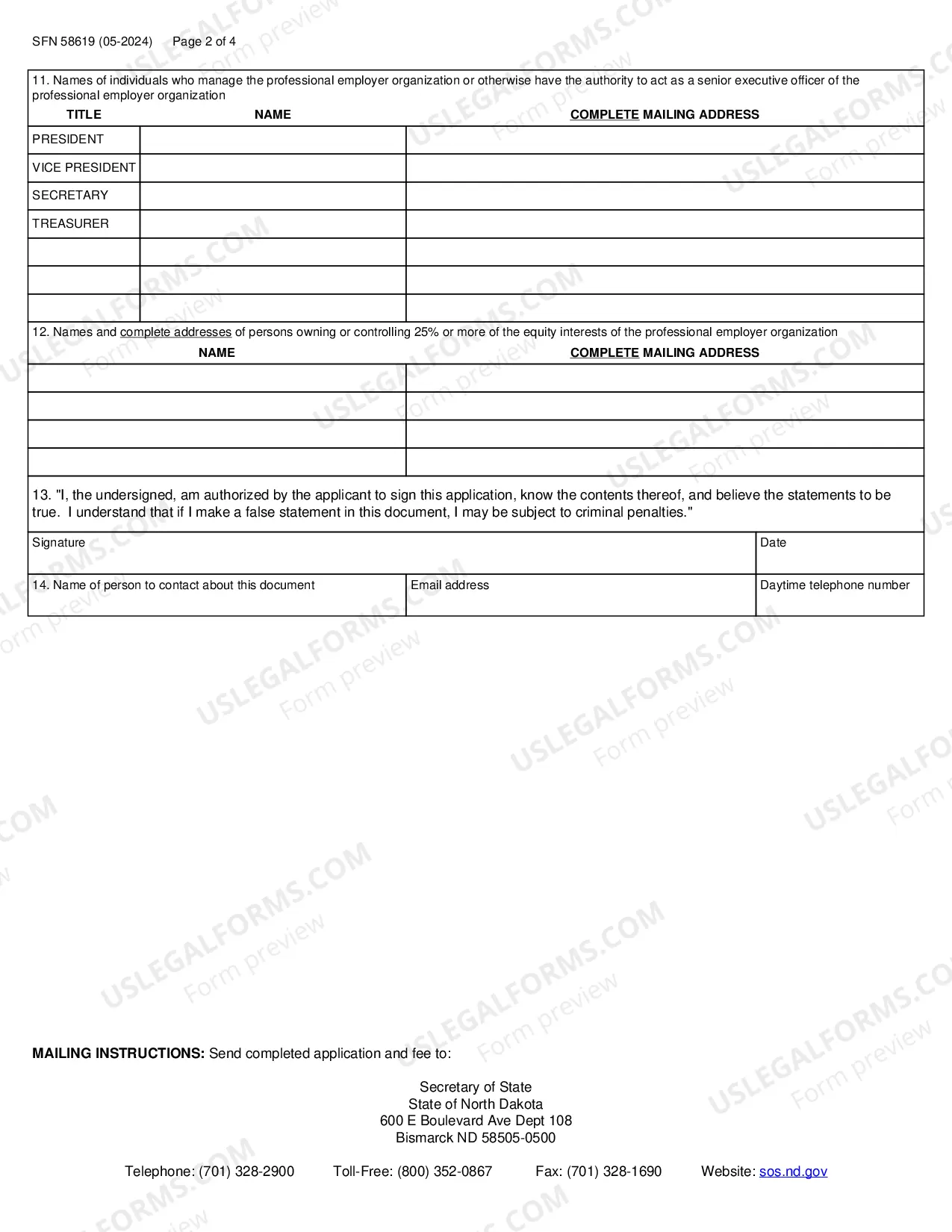 Preview PROFESSIONAL EMPLOYER ORGANIZATION LICENSE APPLICATION