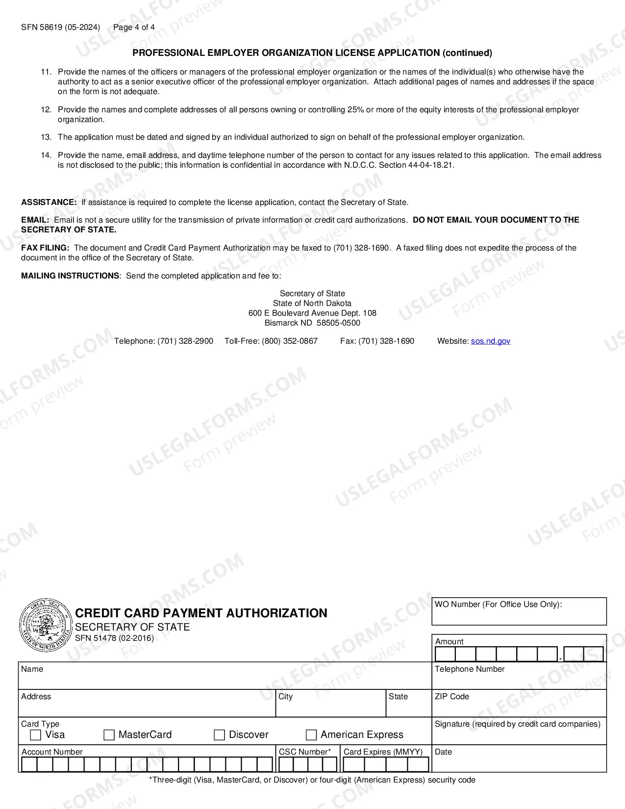 Preview PROFESSIONAL EMPLOYER ORGANIZATION LICENSE APPLICATION