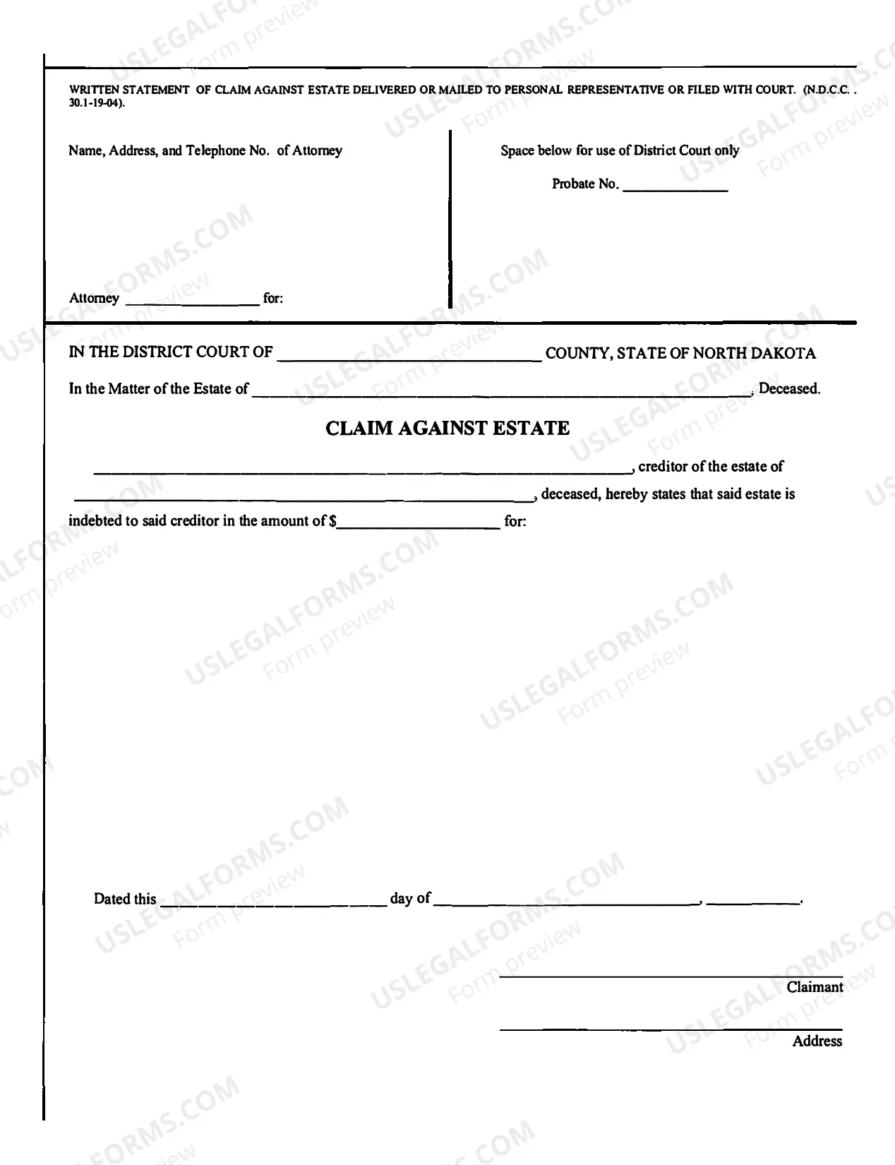 Preview Claim Against Estate