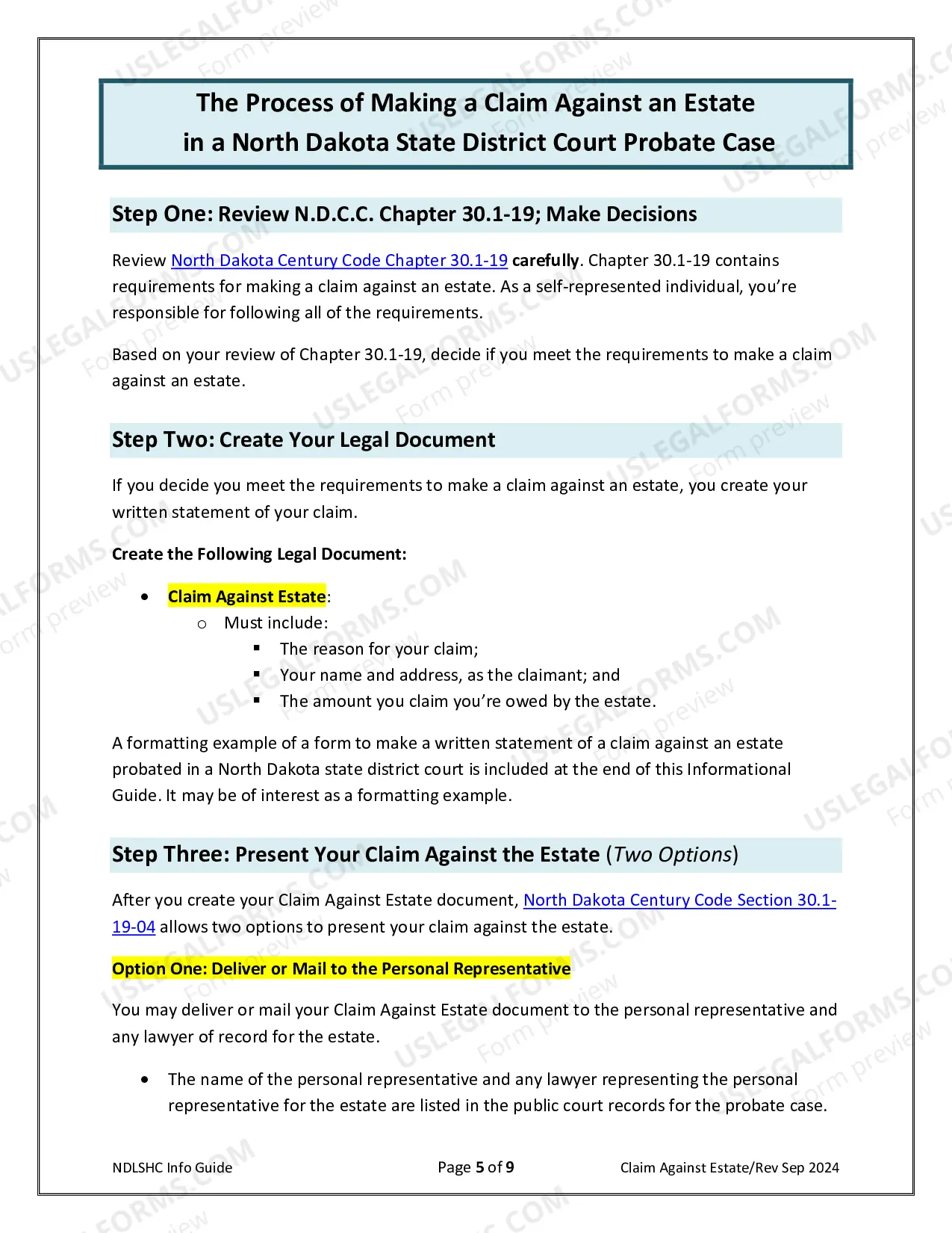 Preview Claim Against Estate