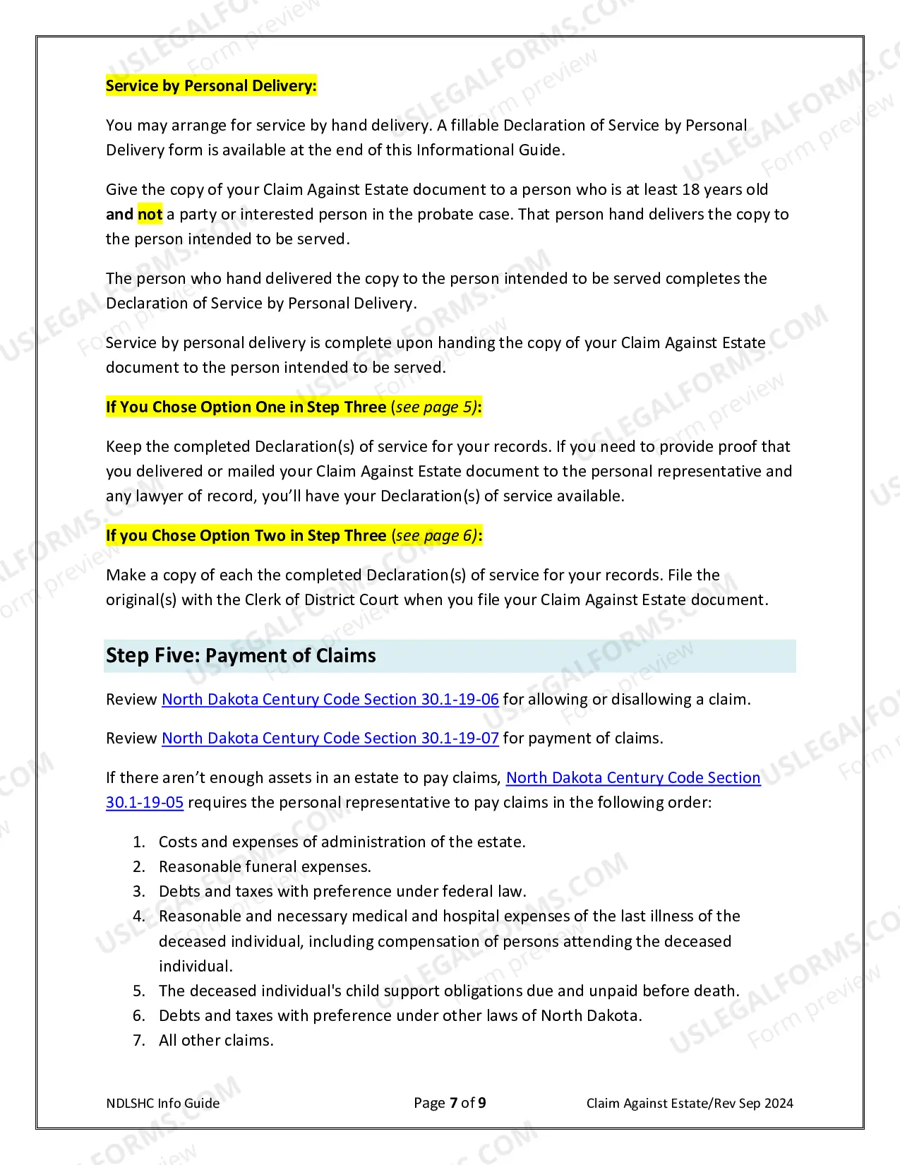Preview Claim Against Estate